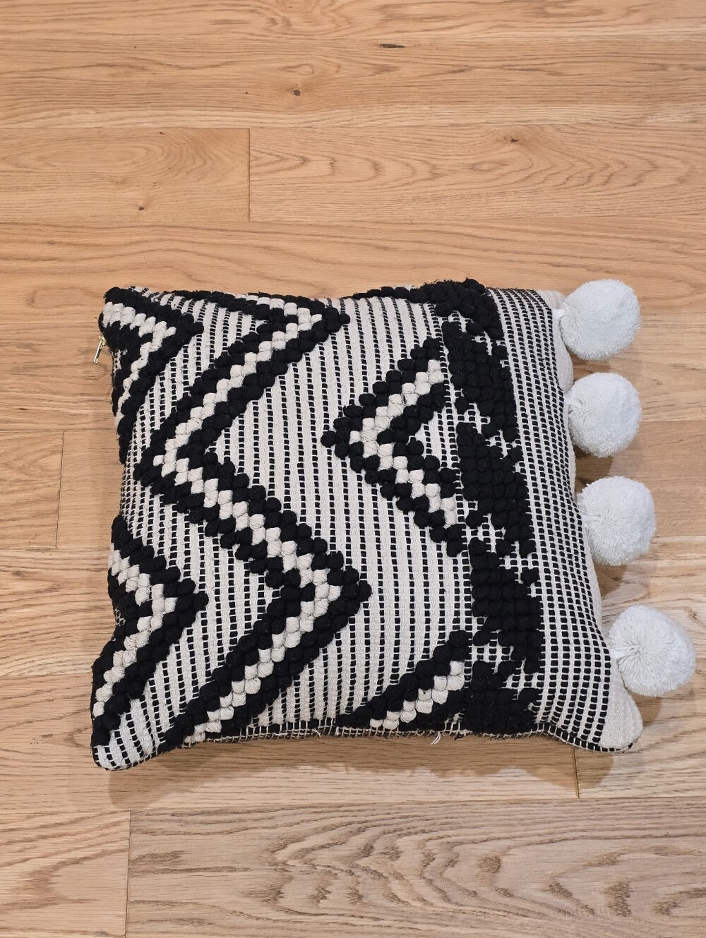 Anthropologie Textured Astor Throw Pillow Black White Geometric Boho 20" Bedding